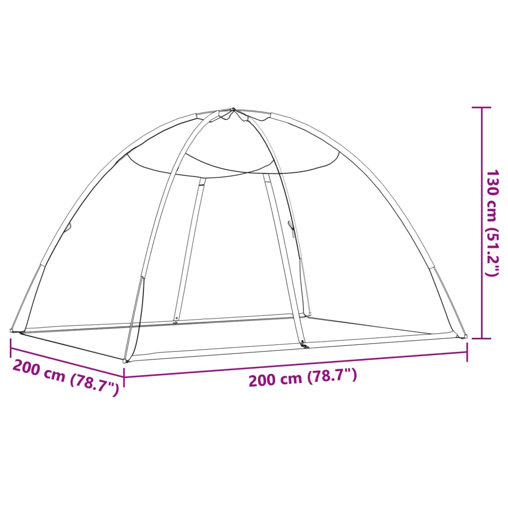 vidaXL Komarnik Mongolia s vratima 220 mrežasti crni 200x120x130 cm