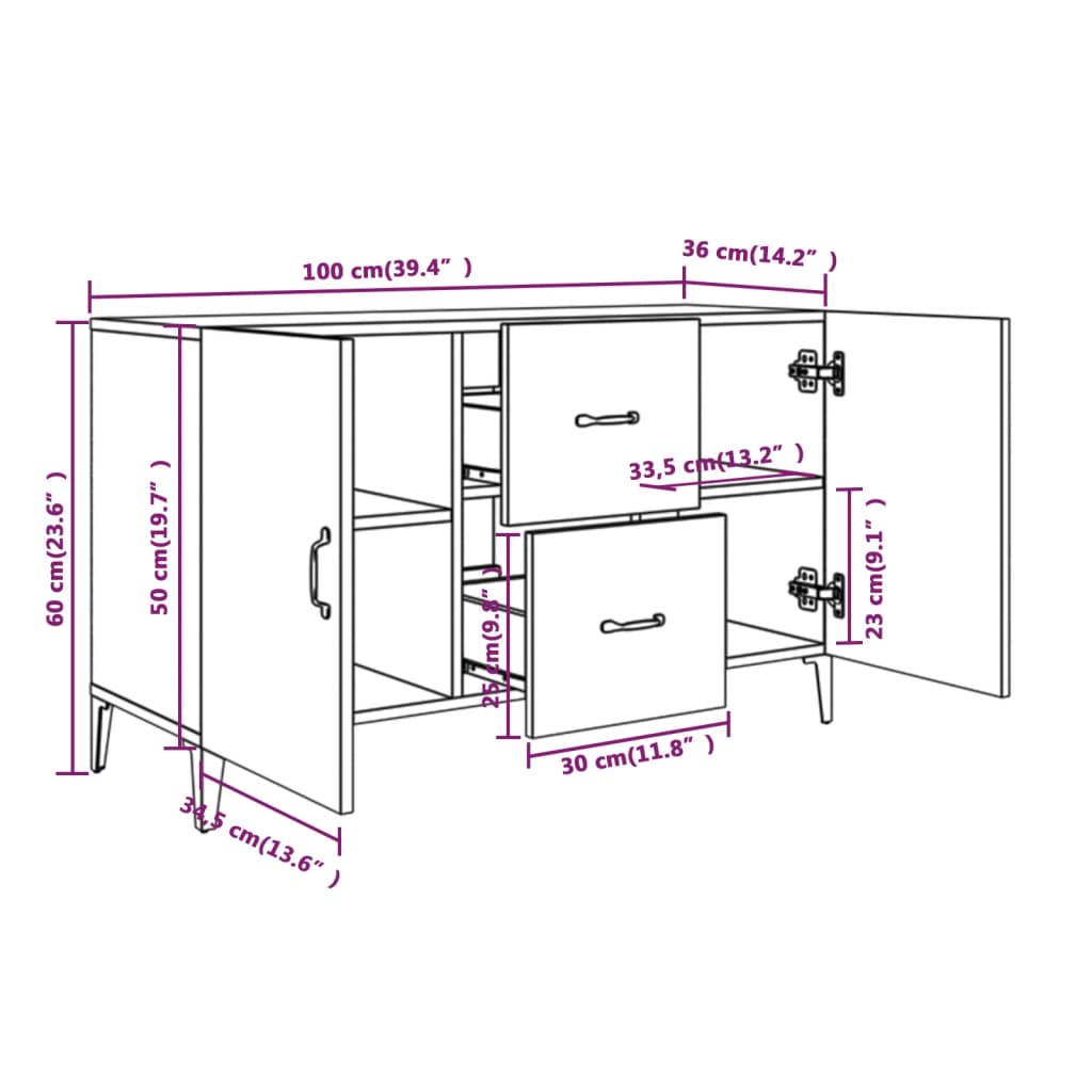 vidaXL Komoda boja hrasta sonome 100 x 36 x 60 cm konstruirano drvo