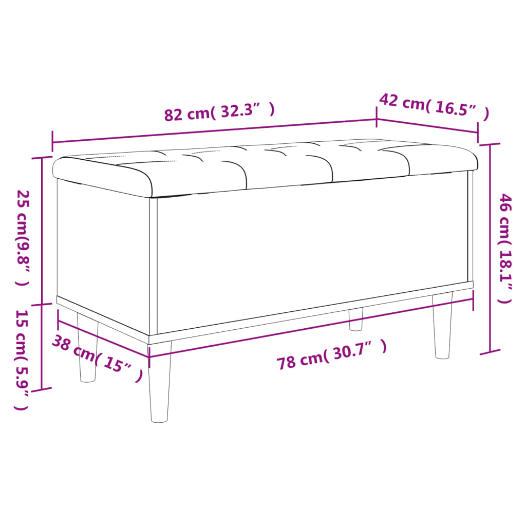 vidaXL Klupa za pohranu siva boja betona 82x42x46 cm konstruirano drvo