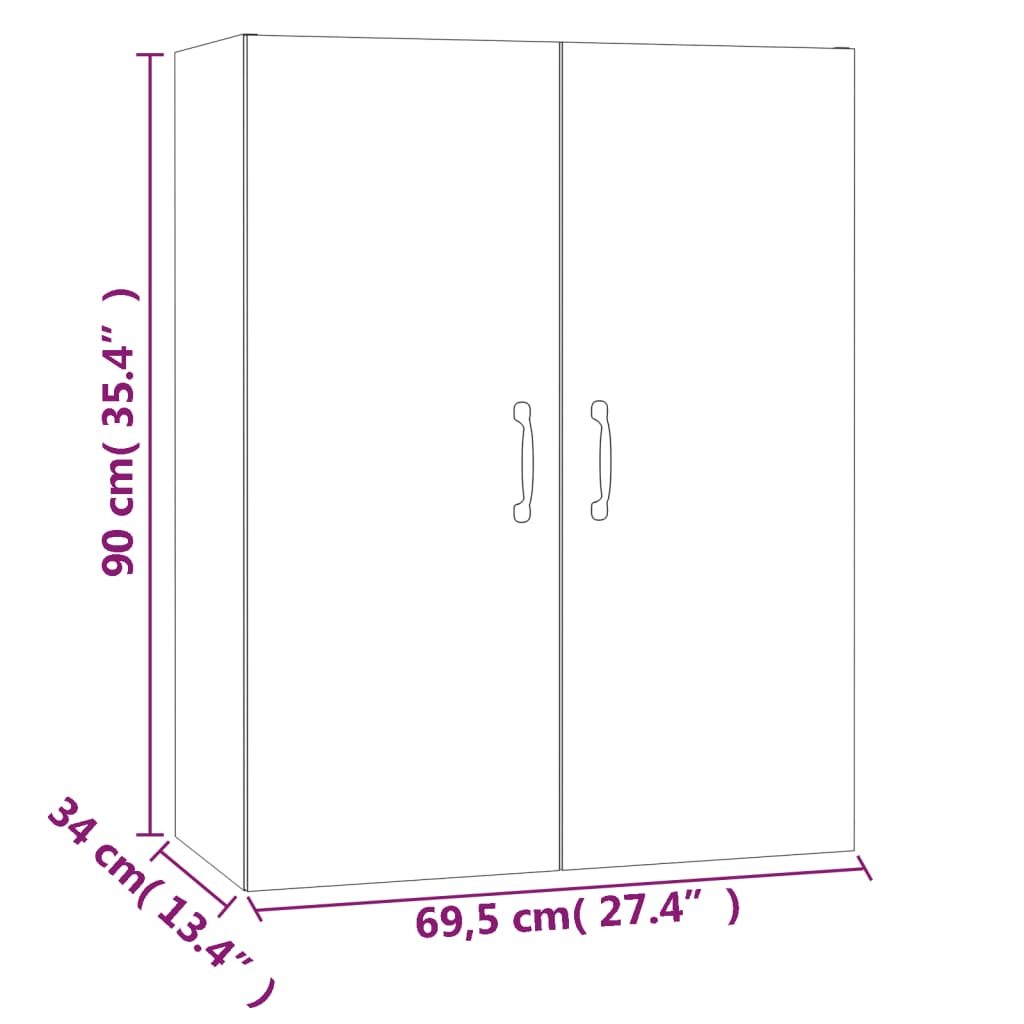 vidaXL Viseći ormarić boja hrasta sonome69,5x34x90cm konstruirano drvo