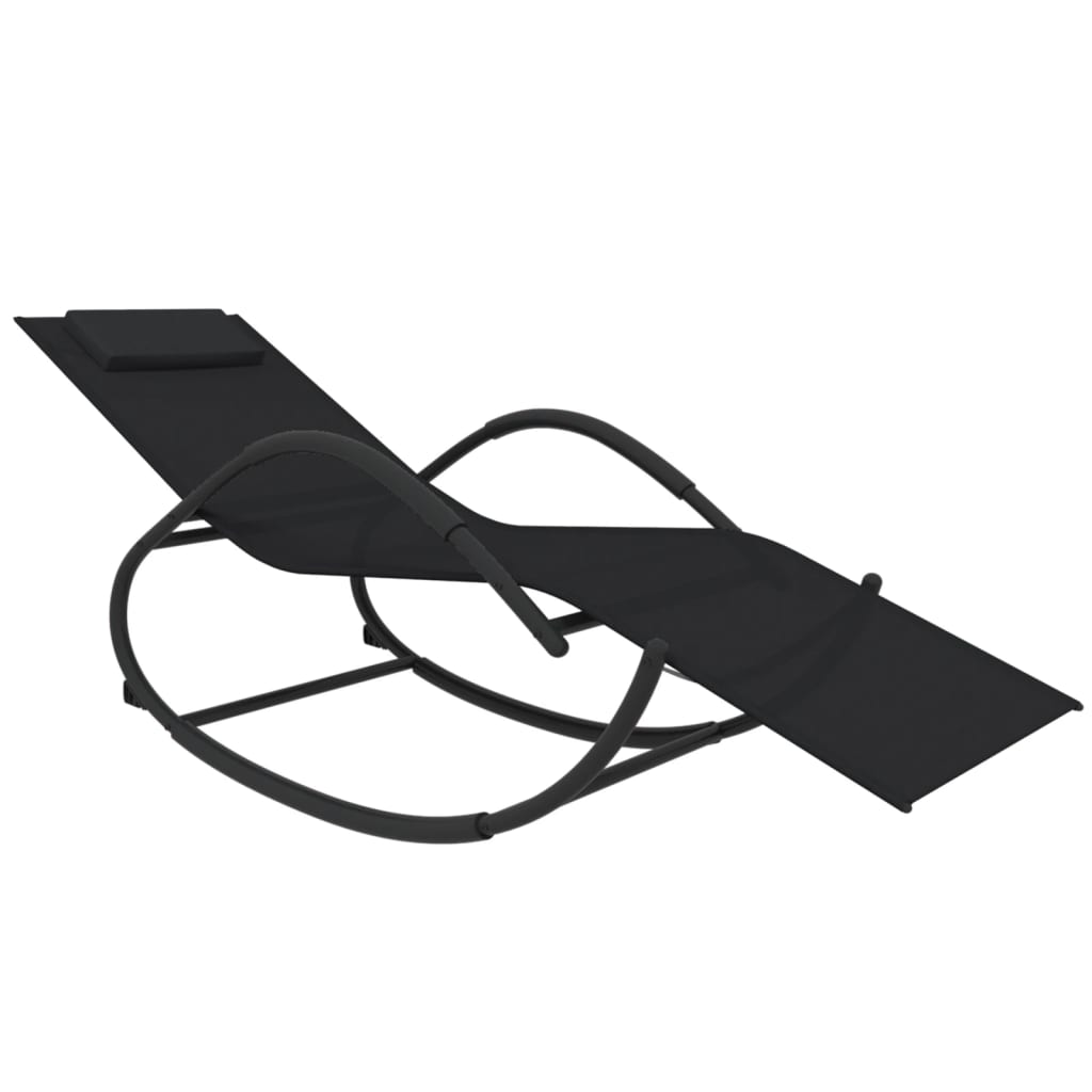 vidaXL Ljuljajuće ležaljke za sunčanje 2 kom čelik i tekstilen crne