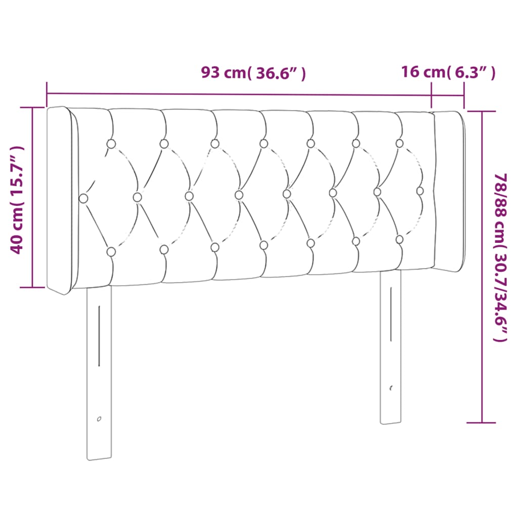 vidaXL LED uzglavlje svjetlosivo 93x16x78/88 cm baršunasto