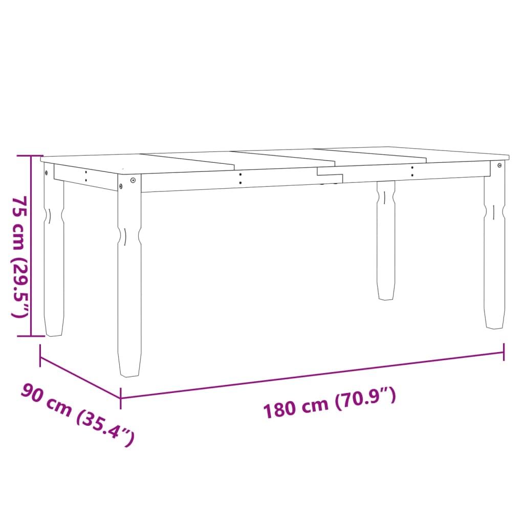 vidaXL Blagovaonski stol Corona bijeli 180x90x75 cm masivna borovina