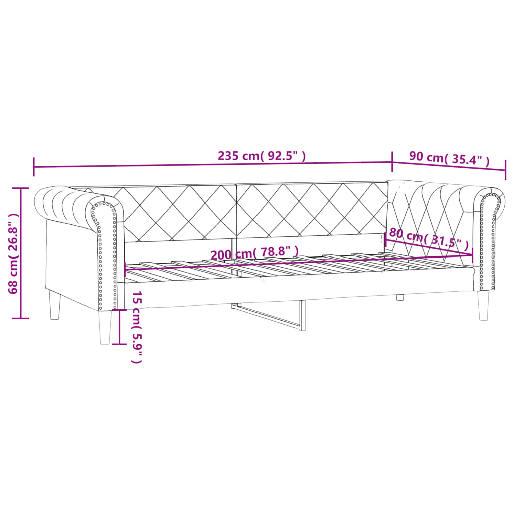 vidaXL Dnevni krevet krem 80 x 200 cm od umjetne kože