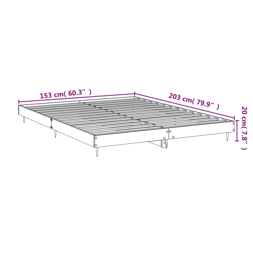 vidaXL Okvir za krevet smeđi hrast 150 x 200 cm konstruirano drvo