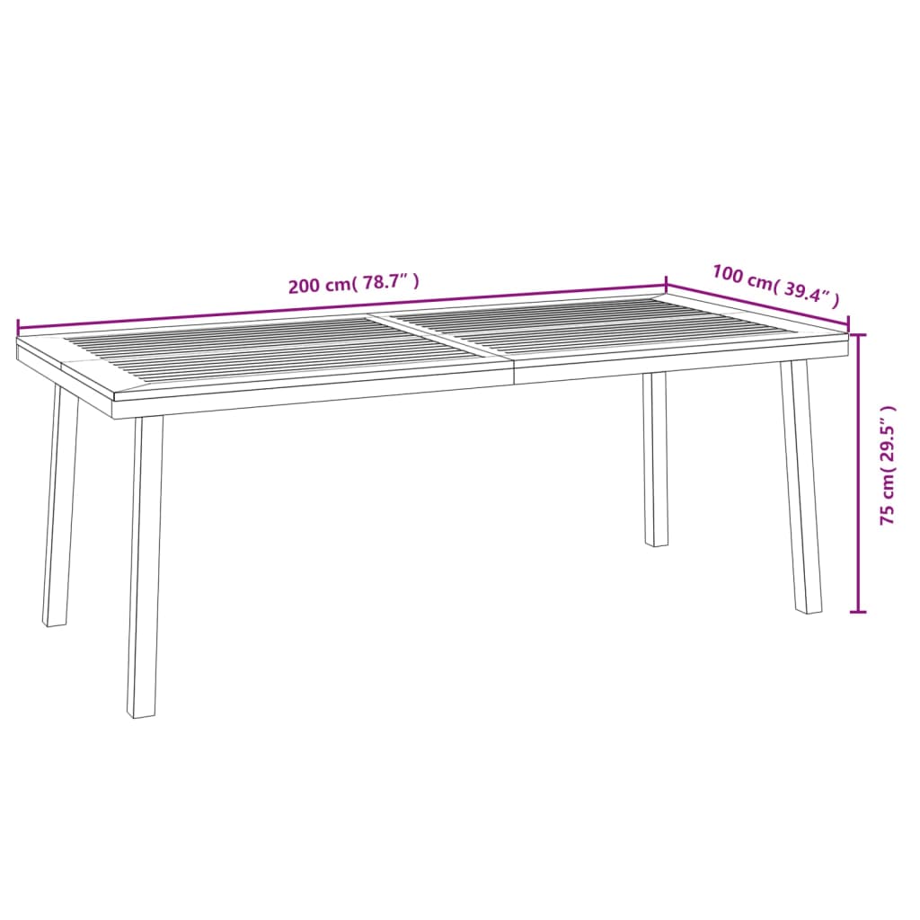 vidaXL Vrtni stol 200 x 100 x 75 cm od masivnog bagremovog drva