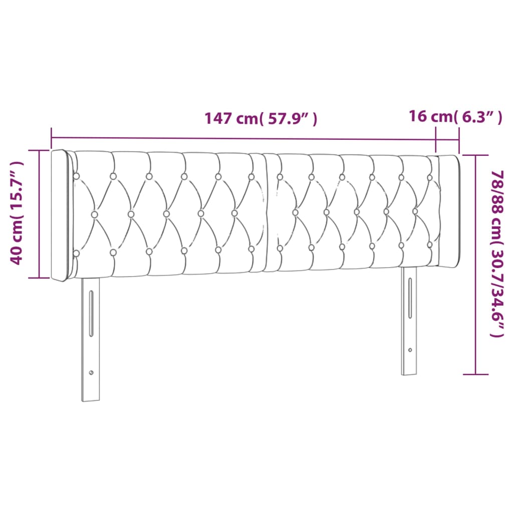 vidaXL LED uzglavlje svjetlosivo 147x16x78/88 cm od tkanine