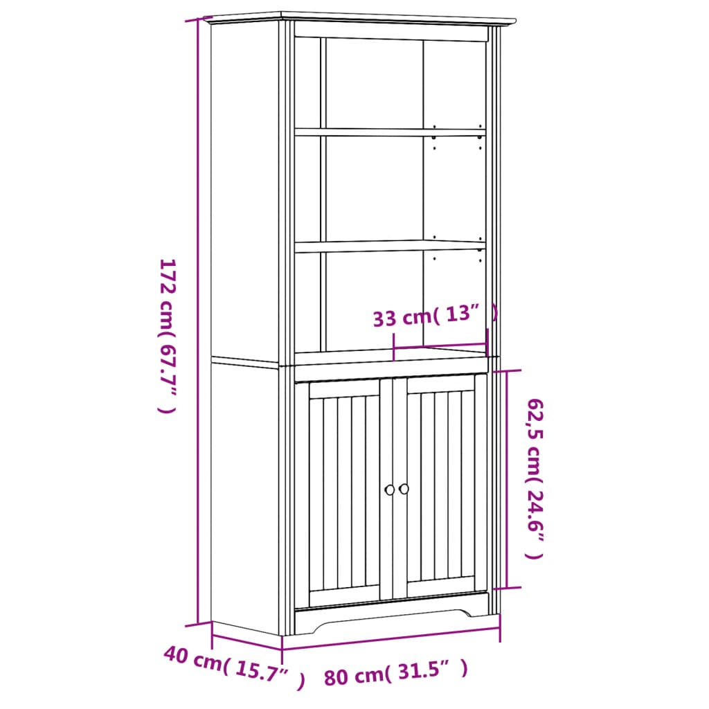 vidaXL Regal za knjige BODO sivi 80x40x173 cm od masivne borovine