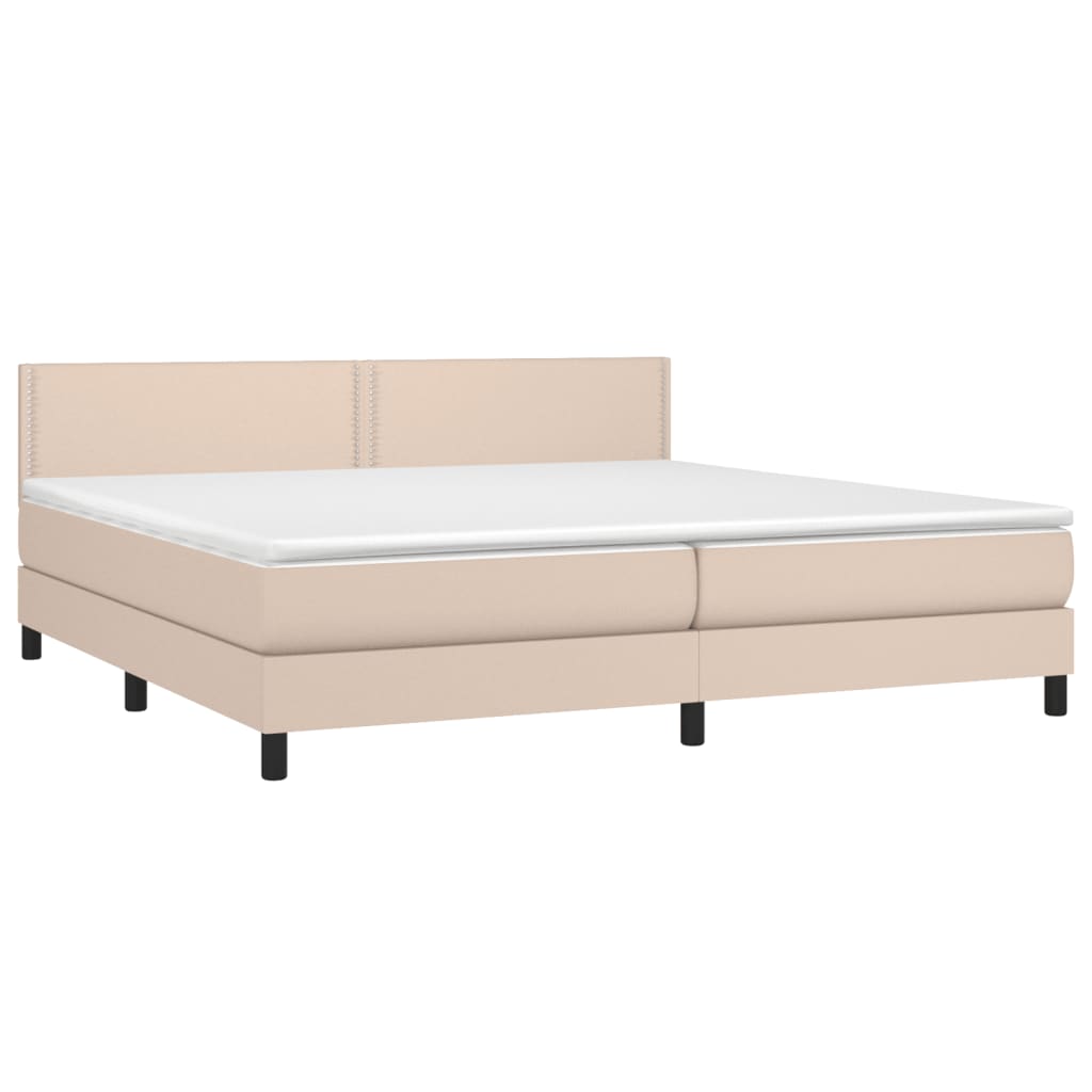 vidaXL Krevet box spring s madracem cappuccino 200x200cm umjetna koža