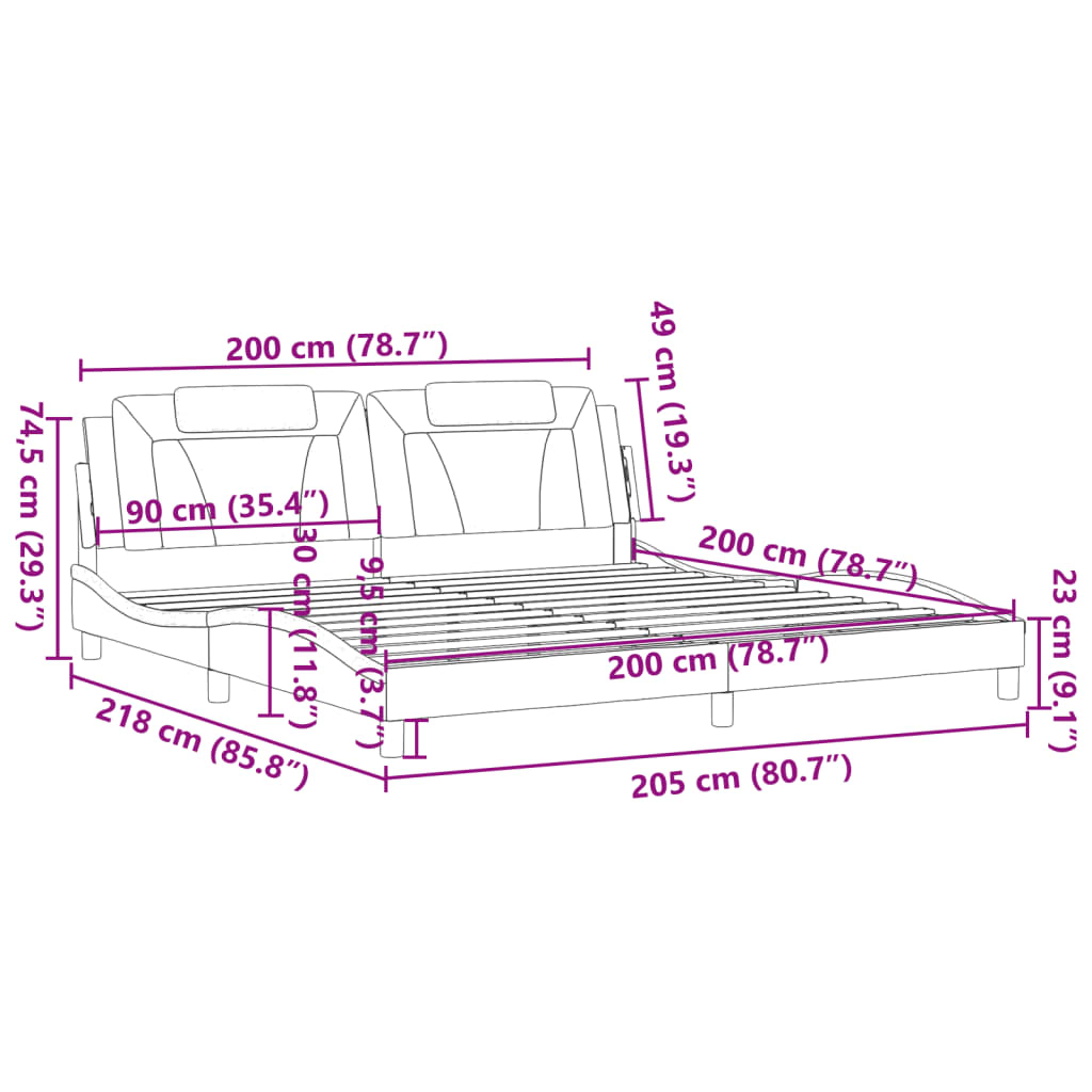 vidaXL Okvir za krevet s uzglavljem bijeli 200x200 cm od umjetne kože