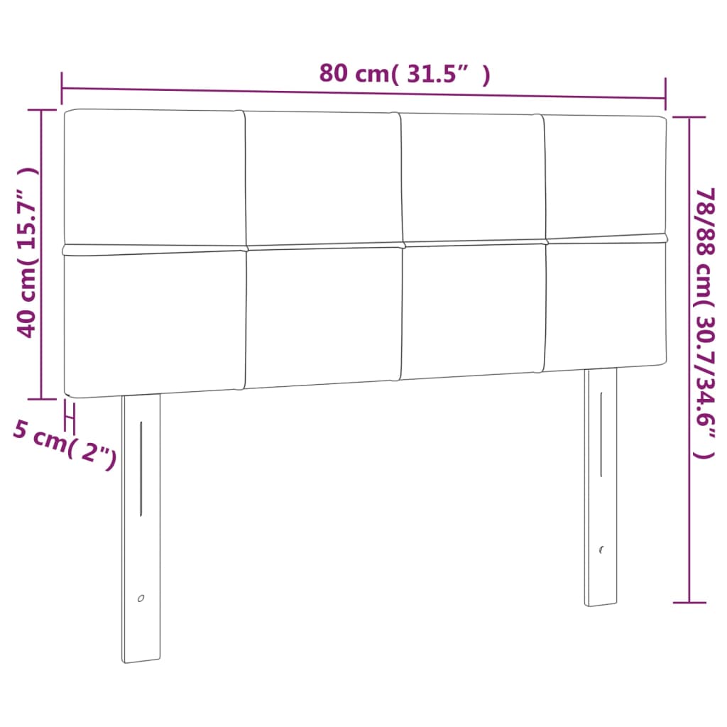 vidaXL LED uzglavlje crno 80 x 5 x 78/88 cm od tkanine