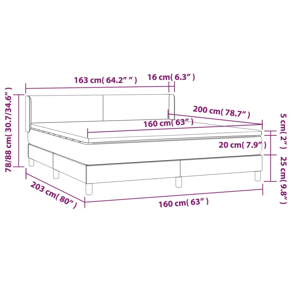 vidaXL Krevet box spring s madracem svjetlosiva 160x200 cm tkanina