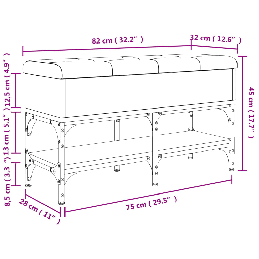 vidaXL Klupa za cipele smeđa boja hrasta 82x32x45 cm konstruirano drvo