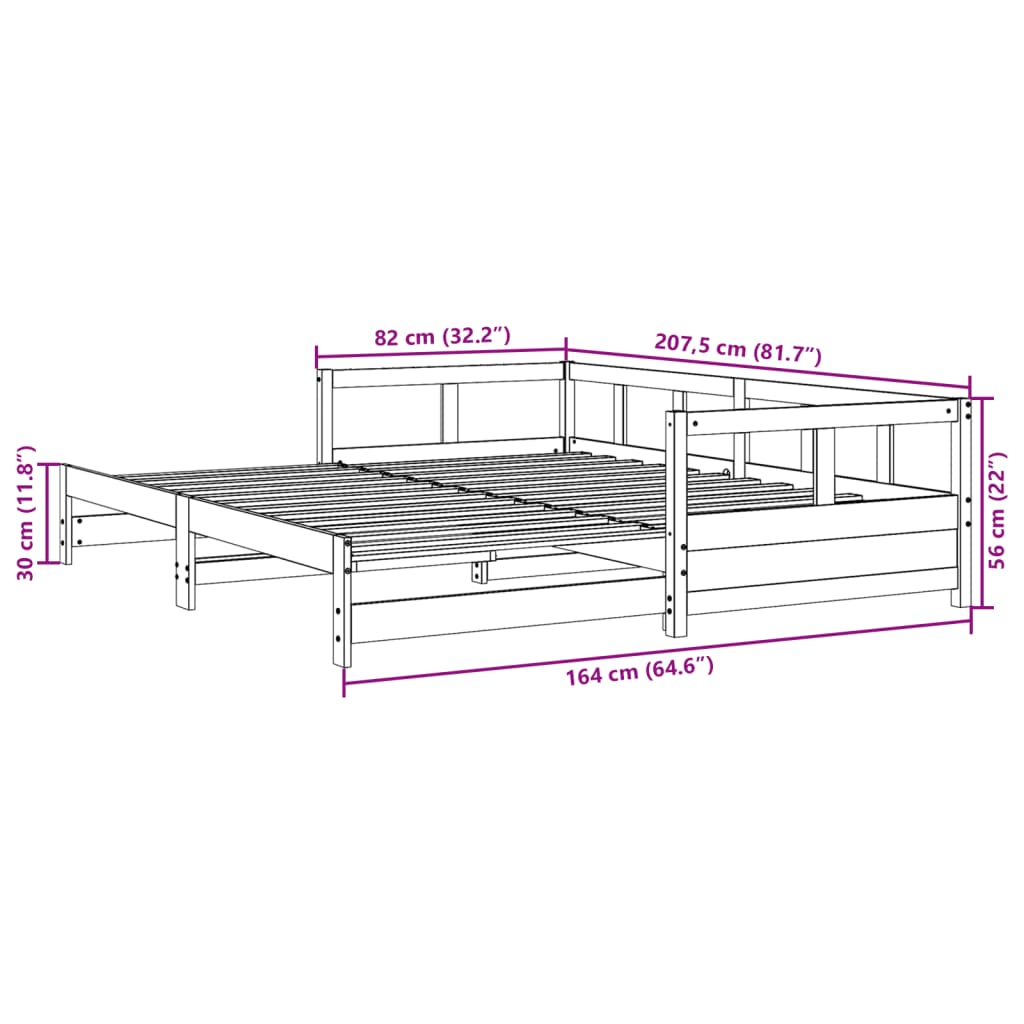 vidaXL Dnevni krevet bez madraca 80 x 200 cm od masivne borovine