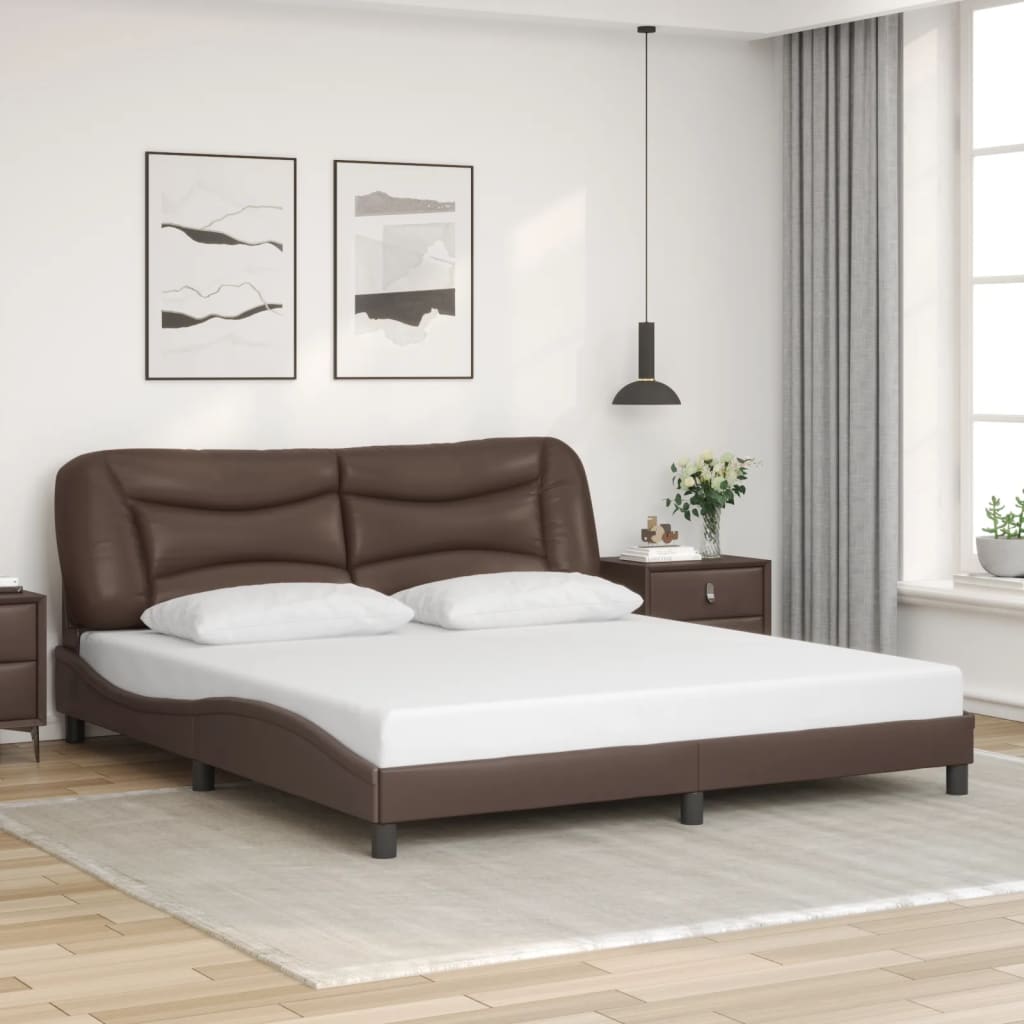 vidaXL Okvir kreveta s LED svjetlima smeđi 180x200 cm od umjetne kože
