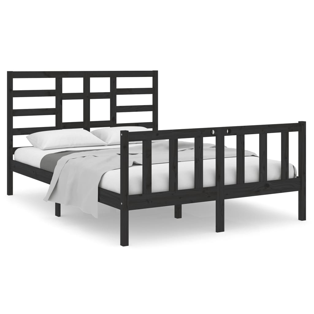 vidaXL Okvir za krevet crni masivno drvo 120 x 190 cm mali bračni