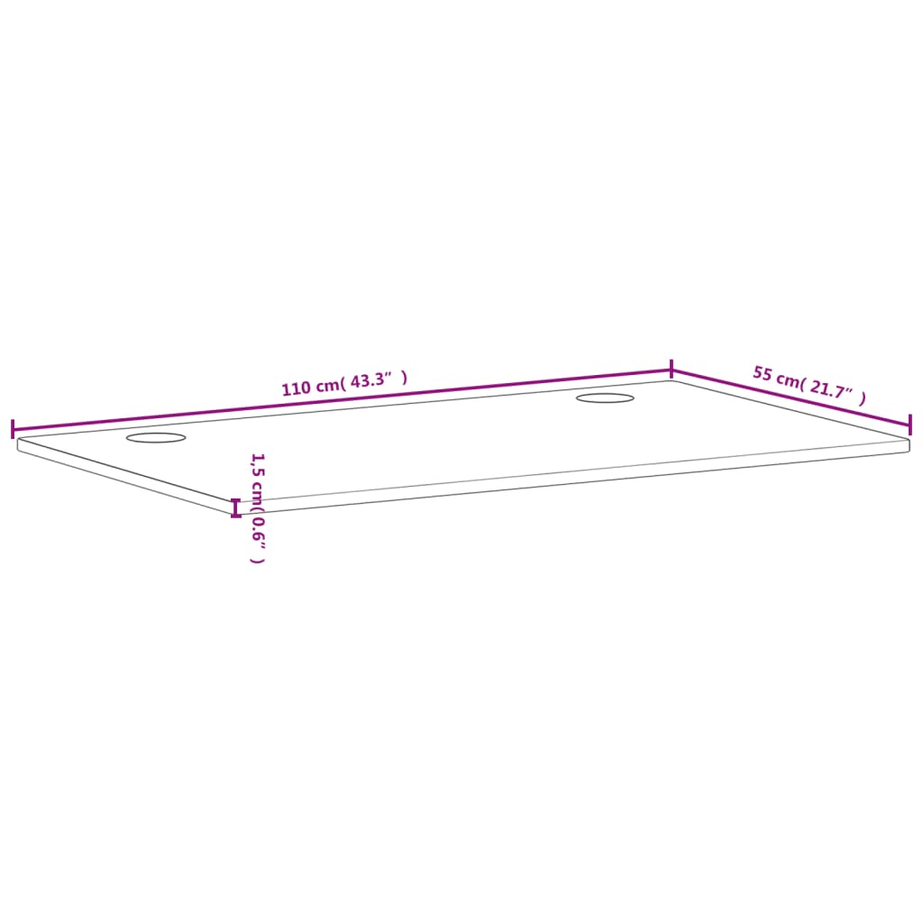 vidaXL Ploča za radni stol 110x55x1,5 cm od masivne bukovine