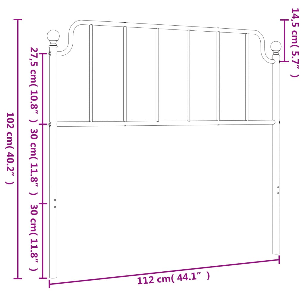 vidaXL Metalno uzglavlje crno 107 cm