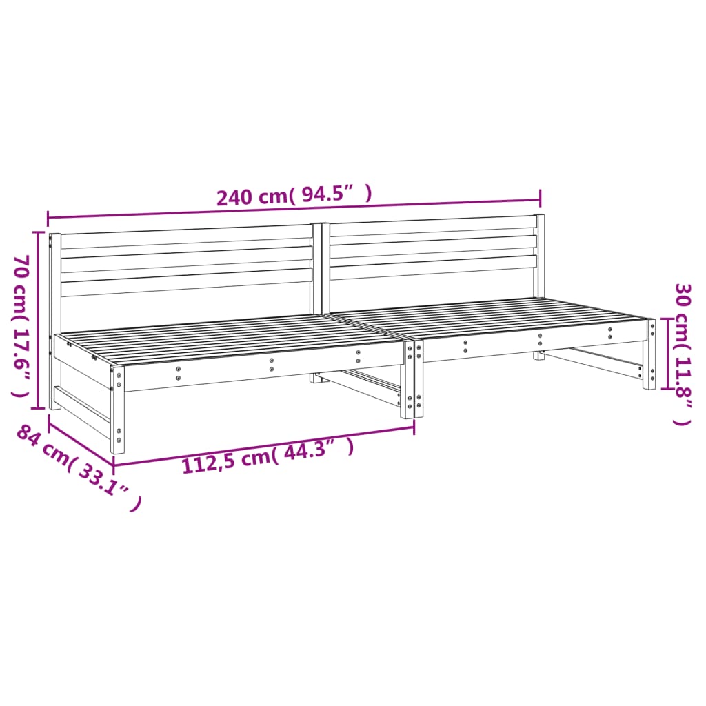 vidaXL Srednja vrtne sofe 2 kom sive 120 x 80 cm od masivne borovine