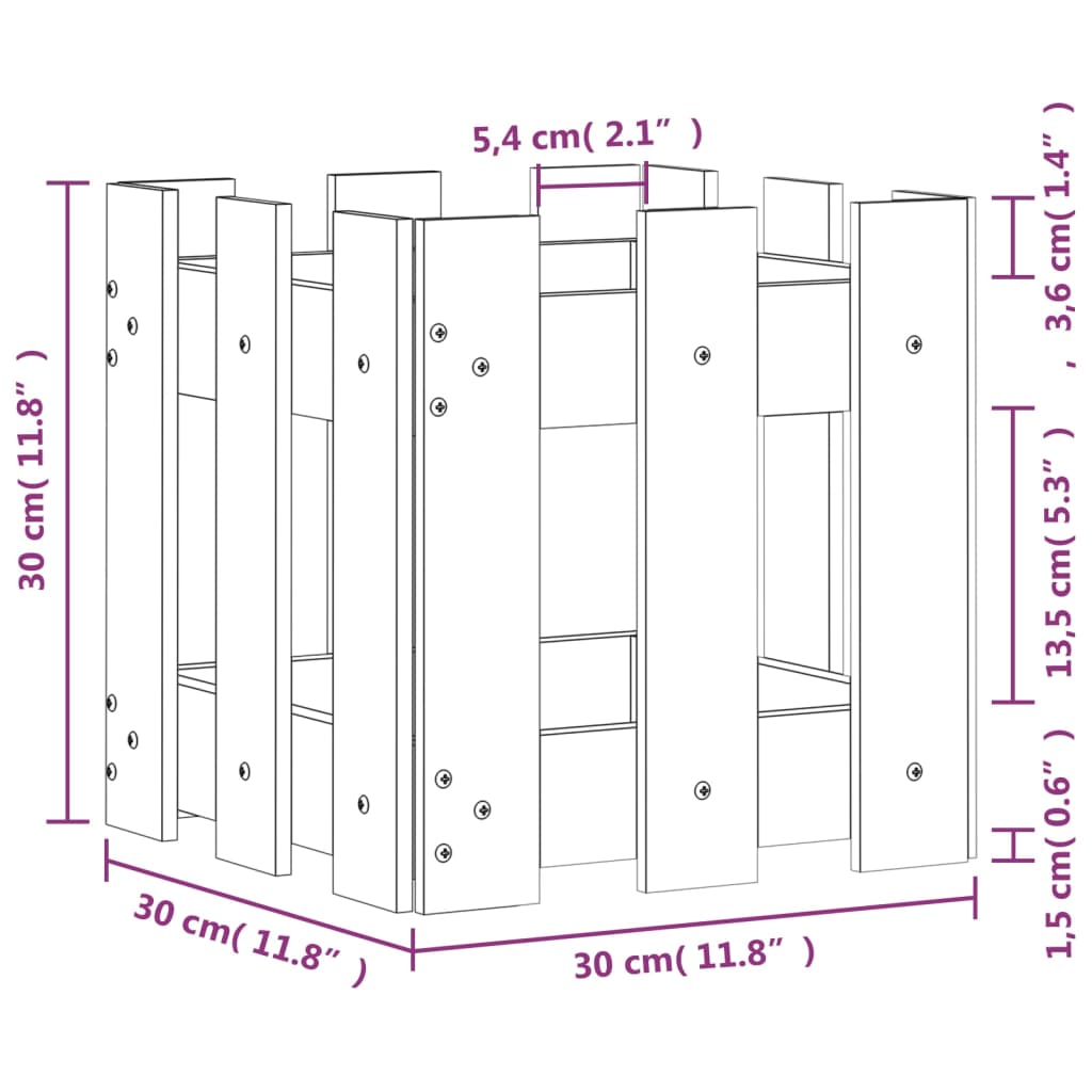 vidaXL Vrtna sadilica s izgledom 30x30x30 cm impregnirana borovina