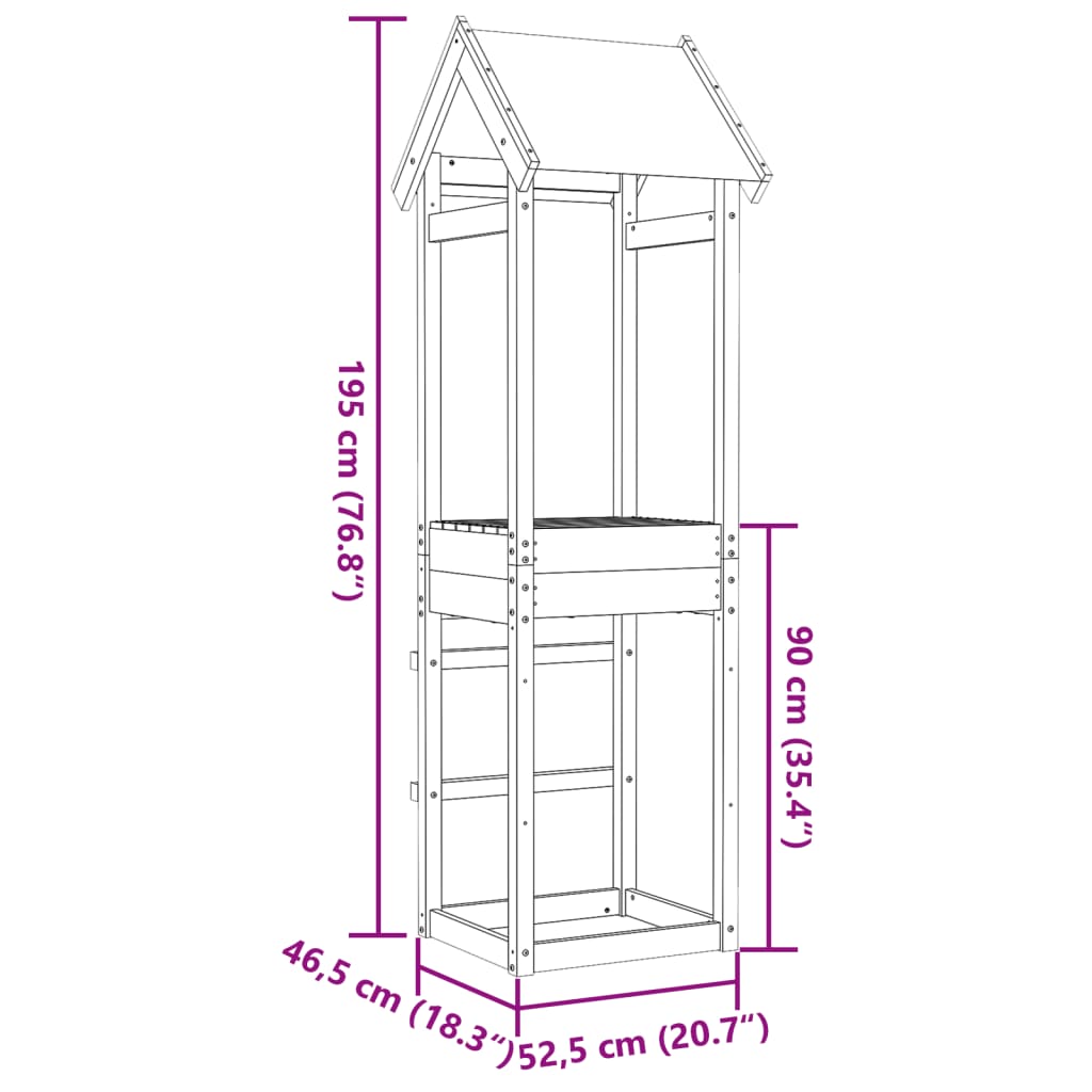 vidaXL Toranj za igru 52,5x46,5x195 cm od impregnirane borovine