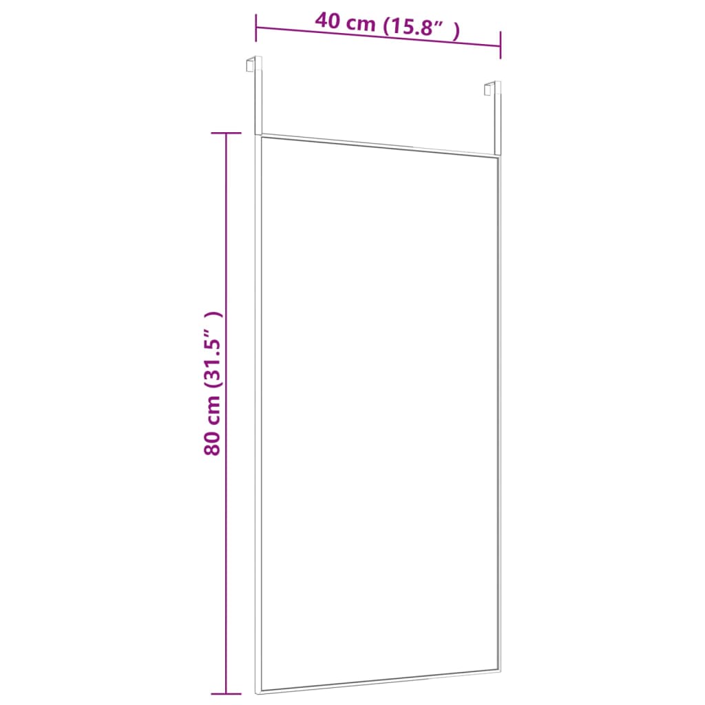 vidaXL Ogledalo za vrata crno 40 x 80 cm od stakla i aluminija