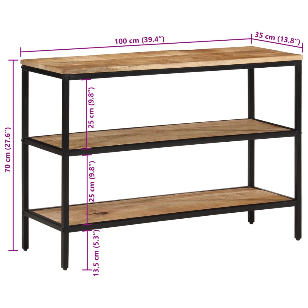 vidaXL Konzolni stol 100 x 35 x 70 cm od masivnog grubog drva manga