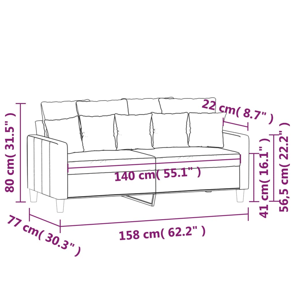 vidaXL Dvosjed žuti 140 cm baršunasti