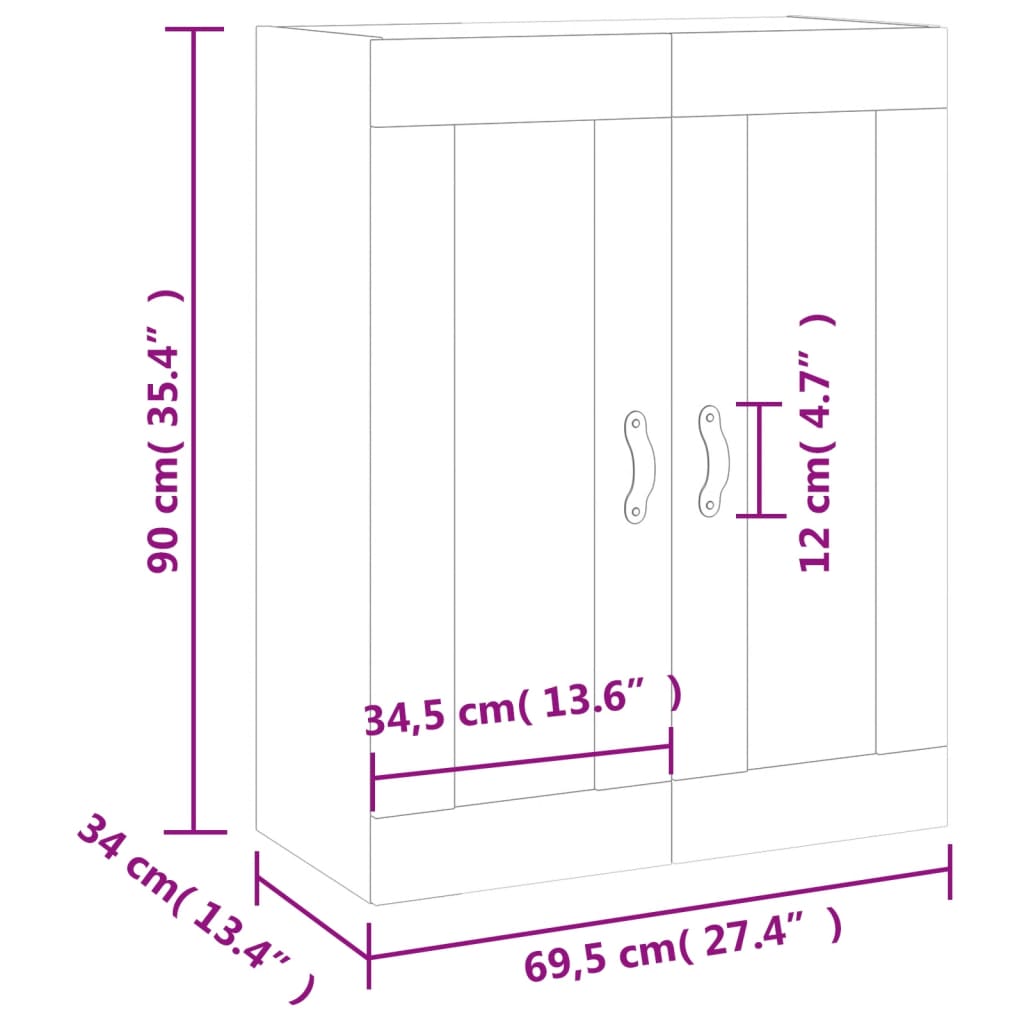 vidaXL Zidni ormarić boja smeđeg hrasta 69,5 x 34 x 90 cm