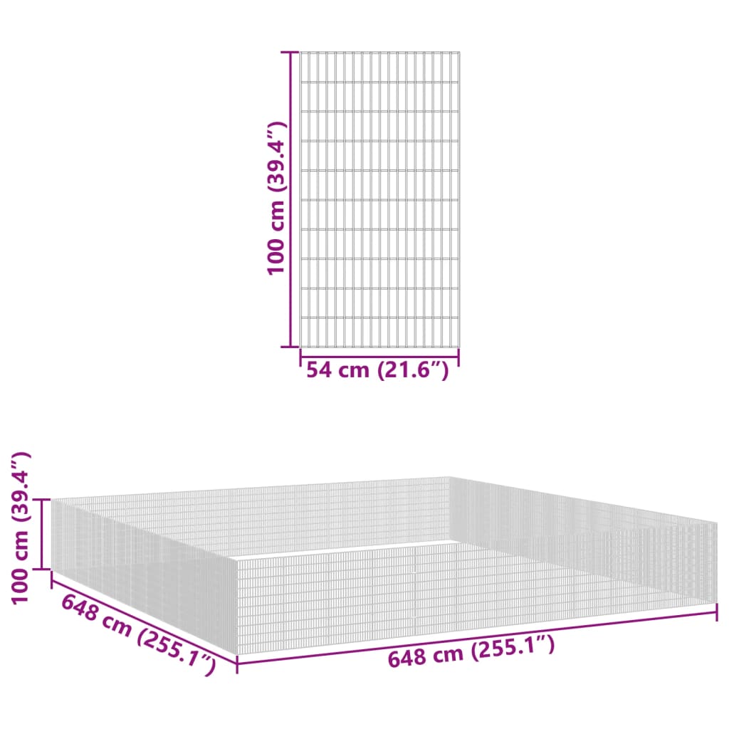 vidaXL Ograda za životinje s 48 ploča 54 x 100cm od pocinčanog željeza