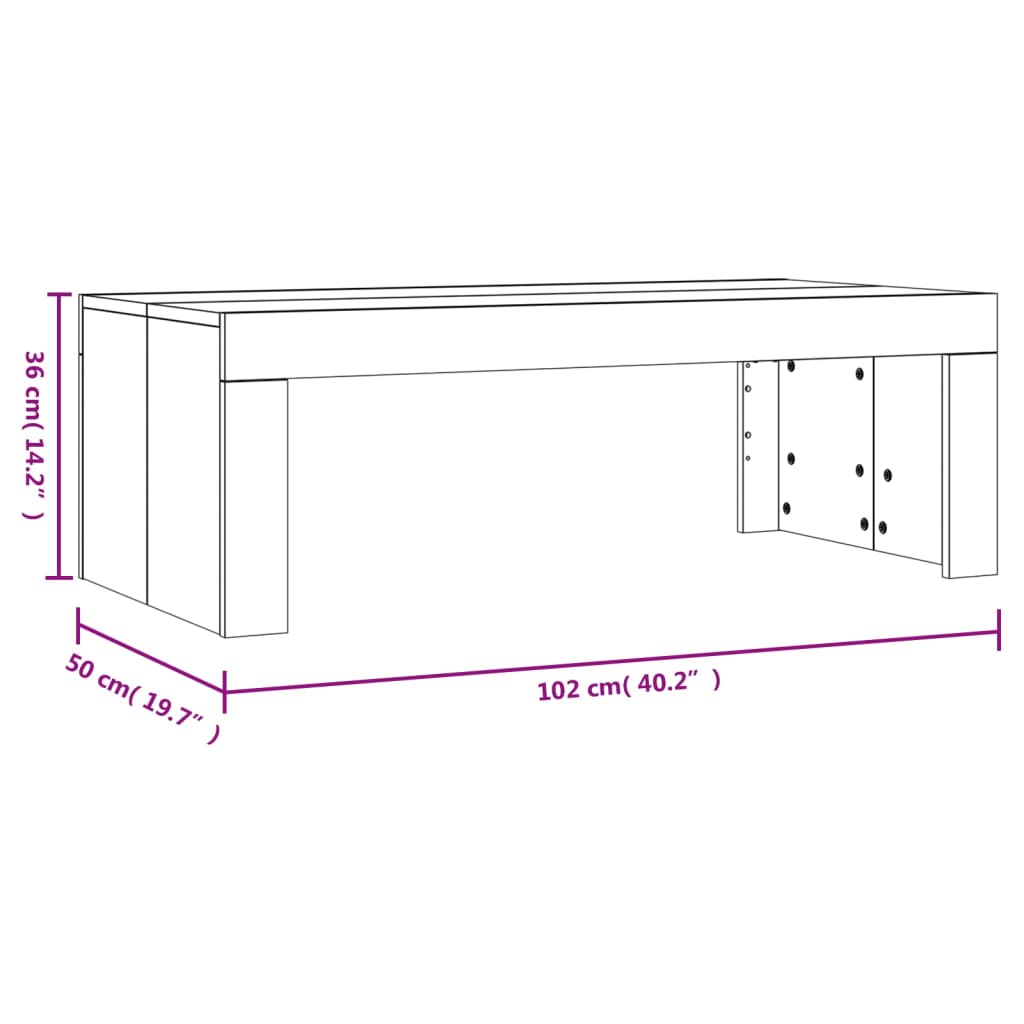 vidaXL Stolić za kavu boja hrasta 102x50x36 cm konstruirano drvo