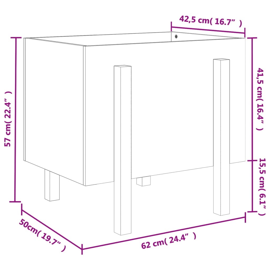 vidaXL Vrtna sadilica bijela 62 x 50 x 57 cm od masivne borovine