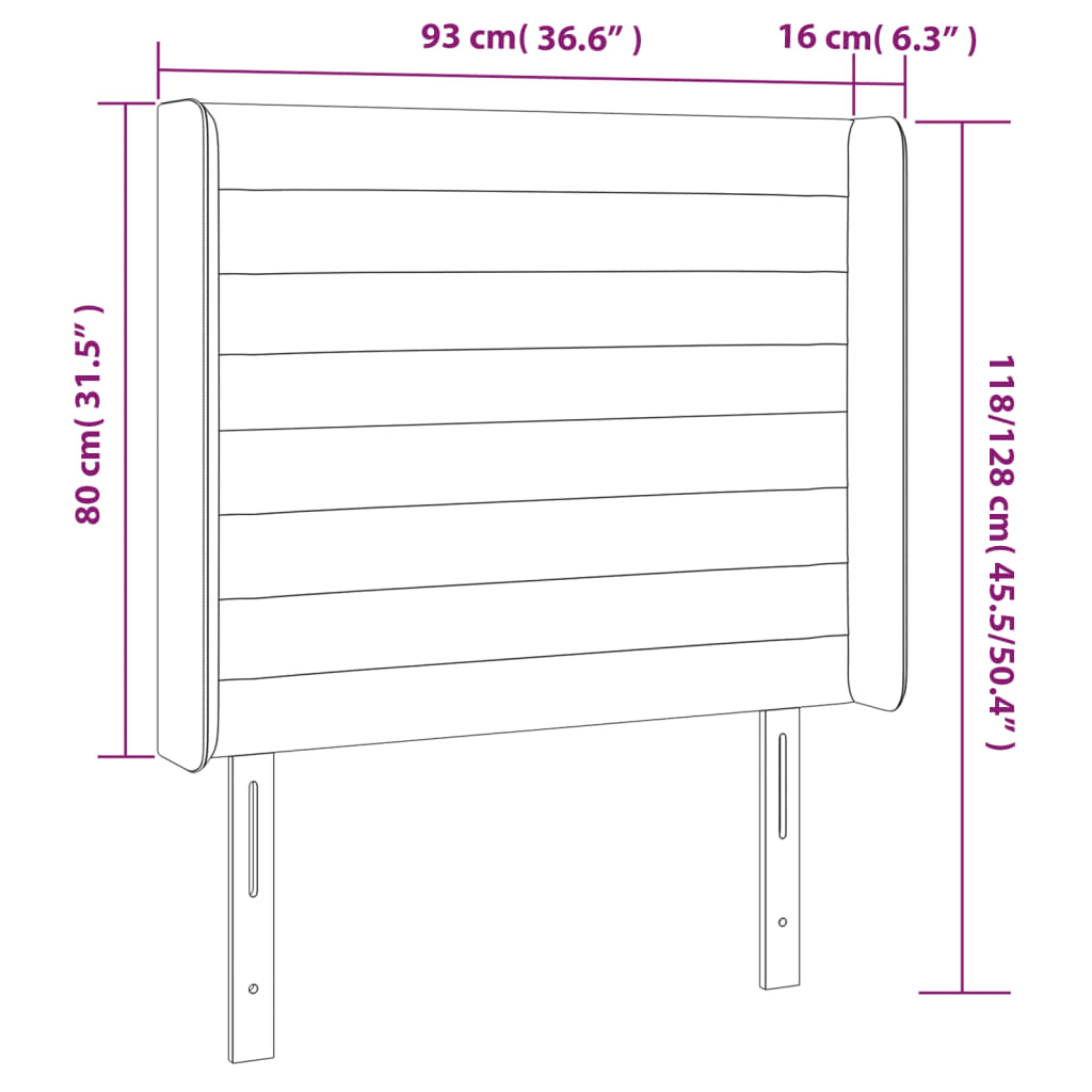 vidaXL LED uzglavlje svjetlosivo 93 x 16 x 118/128 cm baršunasto