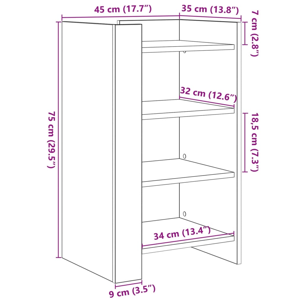 vidaXL Komoda boja hrasta sonome 45x35x75 cm od konstruiranog drva