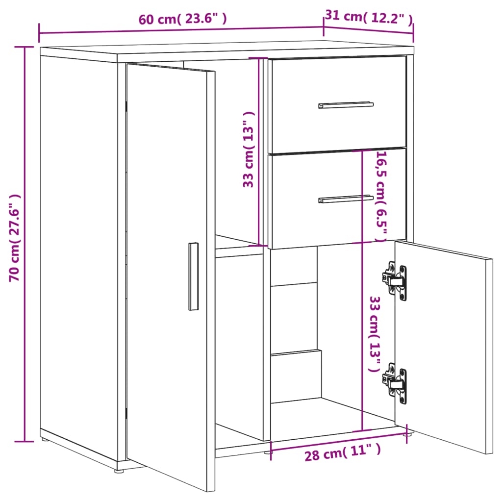 vidaXL Komoda bijela 60 x 31 x 70 cm od konstruiranog drva