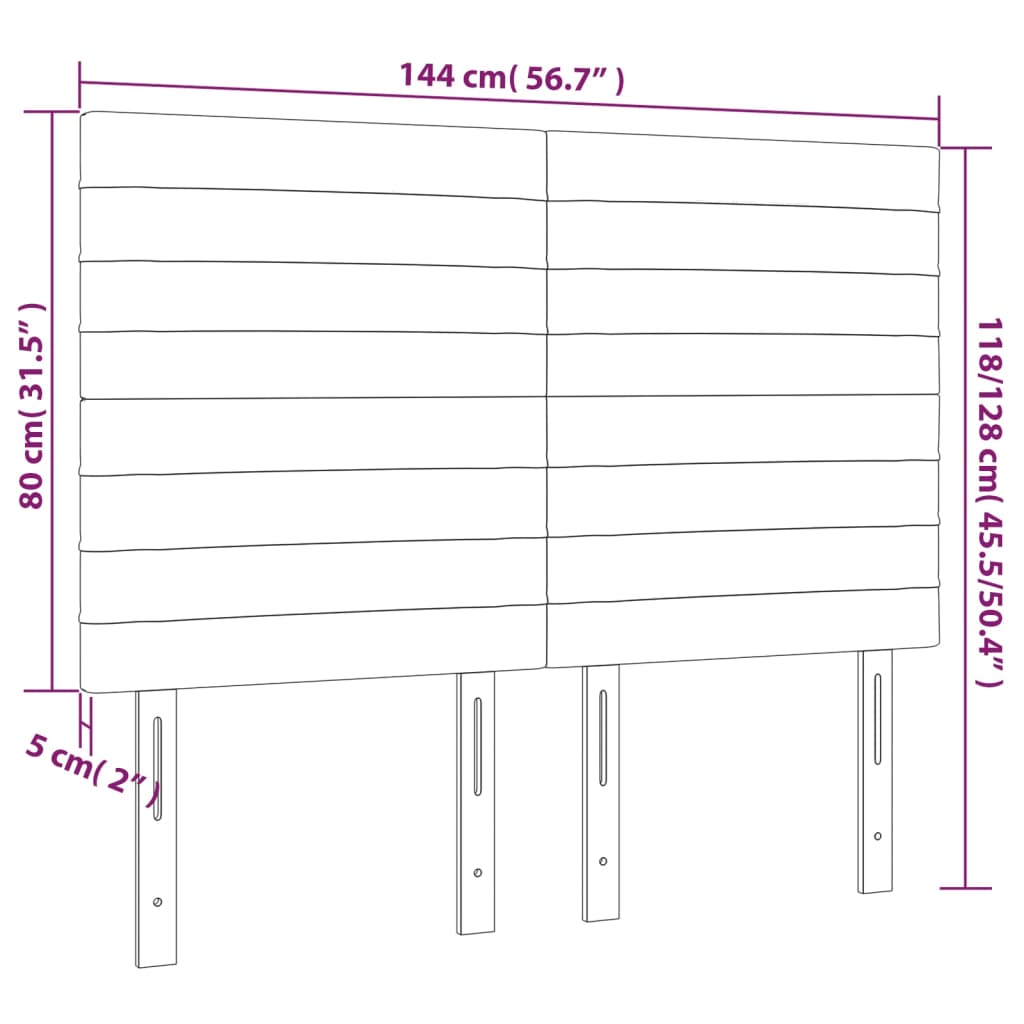 vidaXL LED uzglavlje tamnosmeđe 144x5x118/128 cm od tkanine