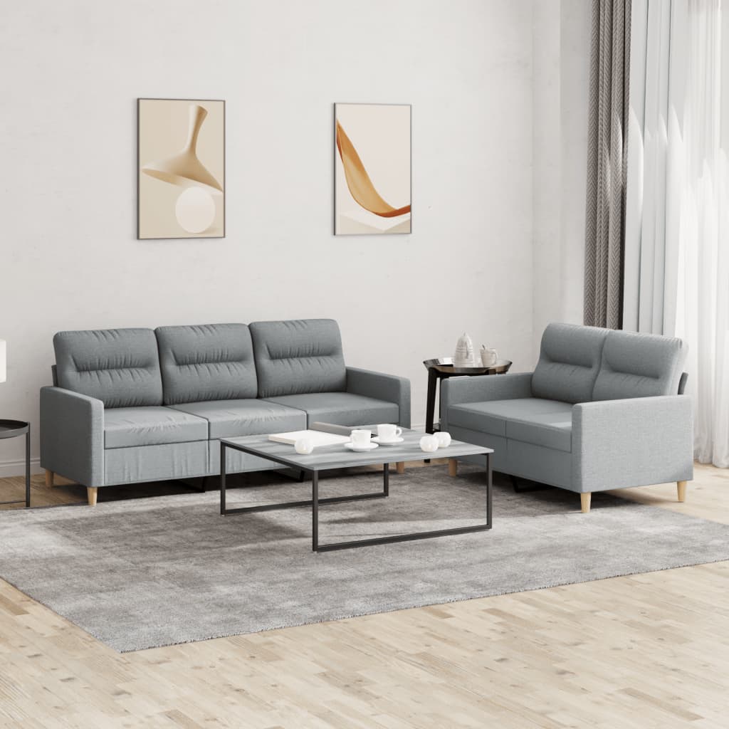 vidaXL 2-dijelni set sofa s jastucima svjetlosivi od tkanine