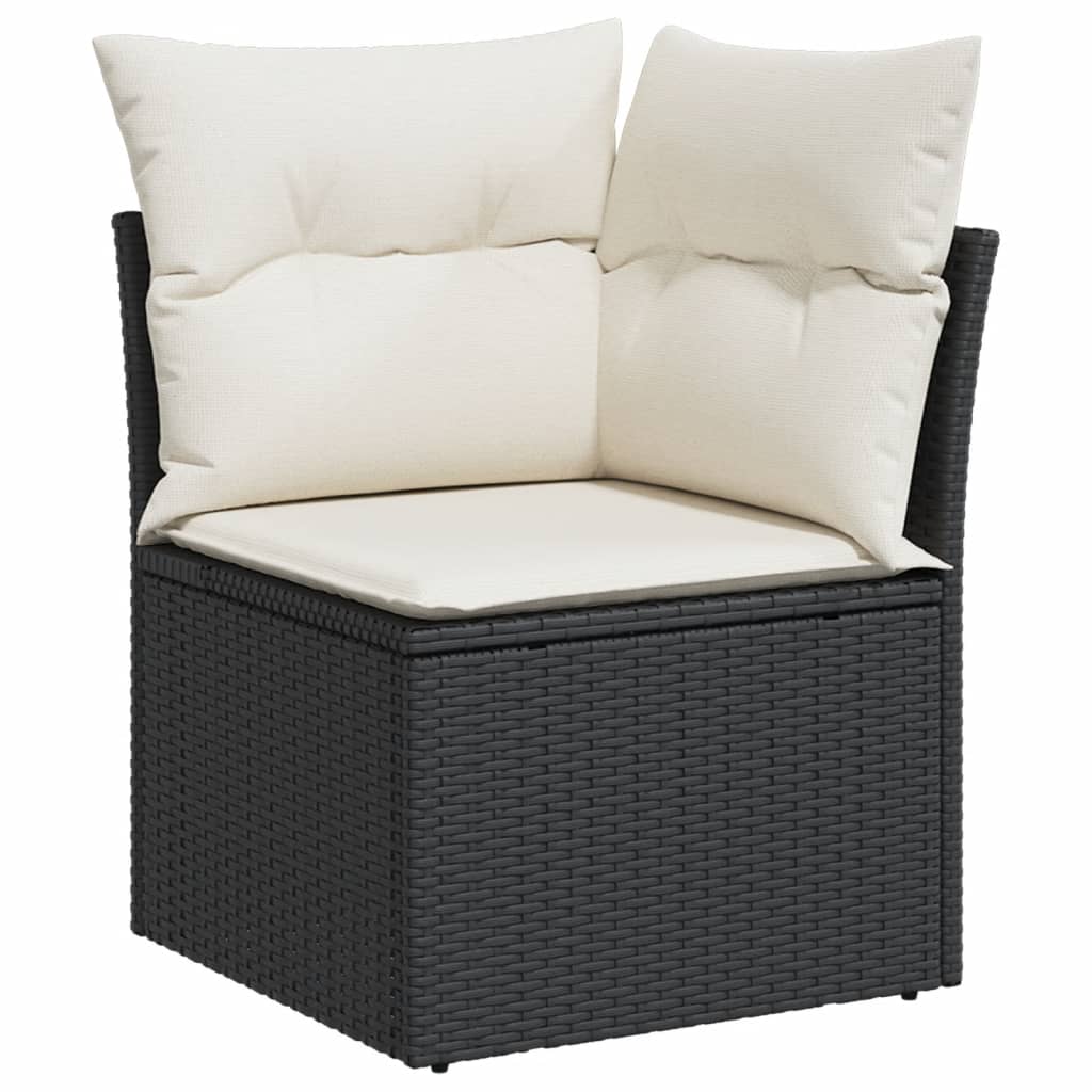 vidaXL 9-dijelni set vrtnih sofa s jastucima crni od poliratana