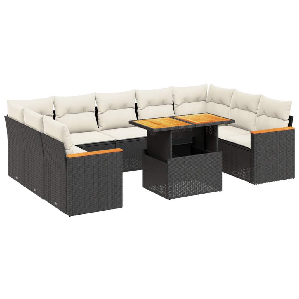 vidaXL 11-dijelni set vrtnih sofa od poliratana s jastucima crni