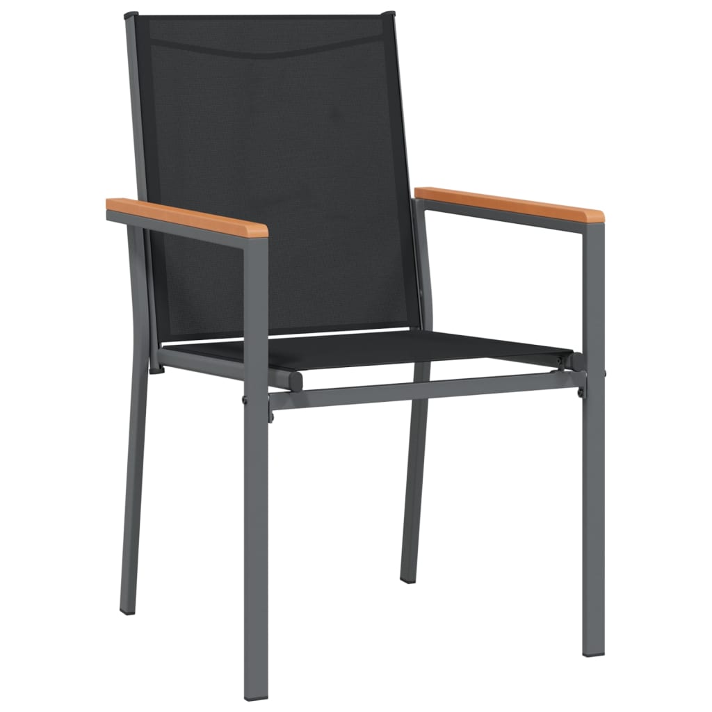 vidaXL Vrtne stolice 6 kom crne 55 x 61,5 x 90 cm tekstilen i čelik