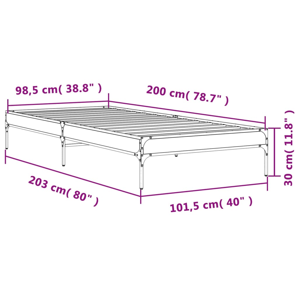 vidaXL Okvir za krevet boja hrasta 120x200cm konstruirano drvo i metal