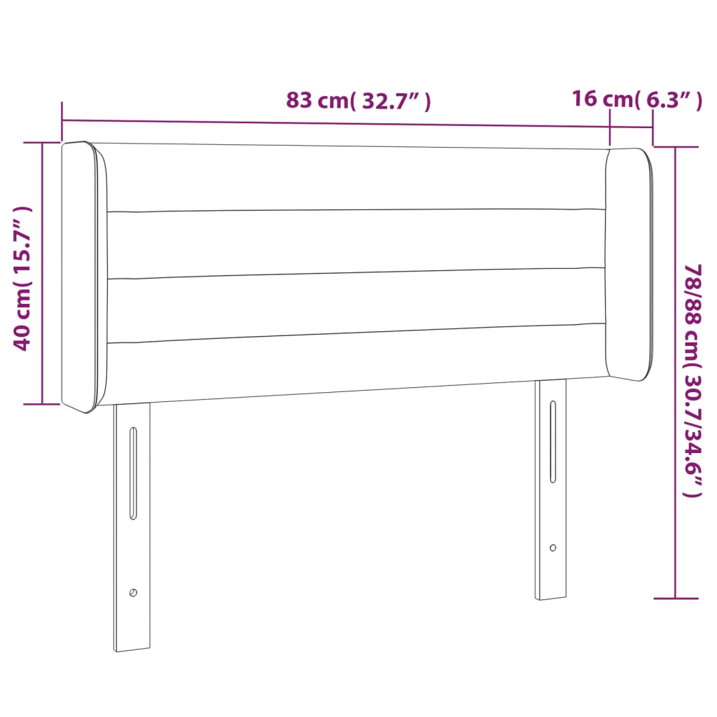 vidaXL LED uzglavlje svjetlosivo 83x16x78/88 cm od tkanine