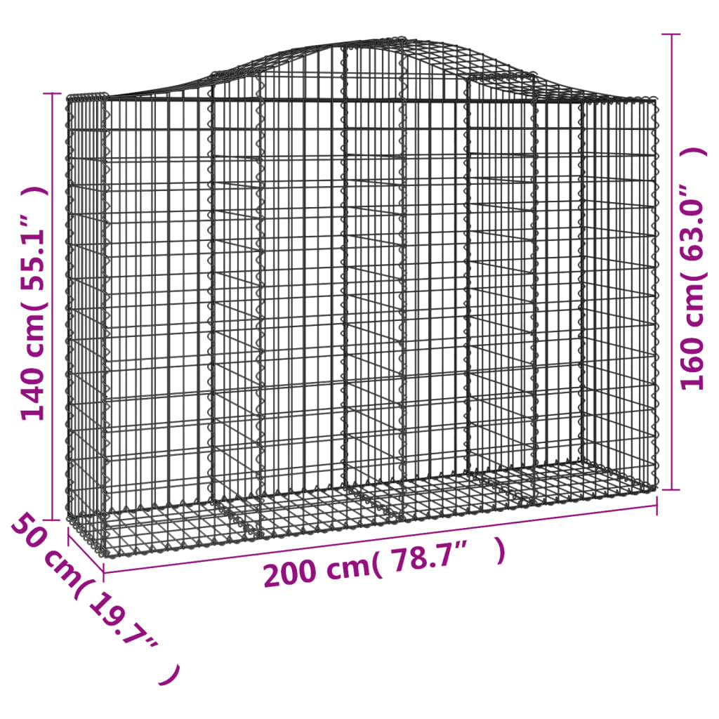 vidaXL Lučne gabionske košare 14kom 200x50x140/160cm pocinčano željezo