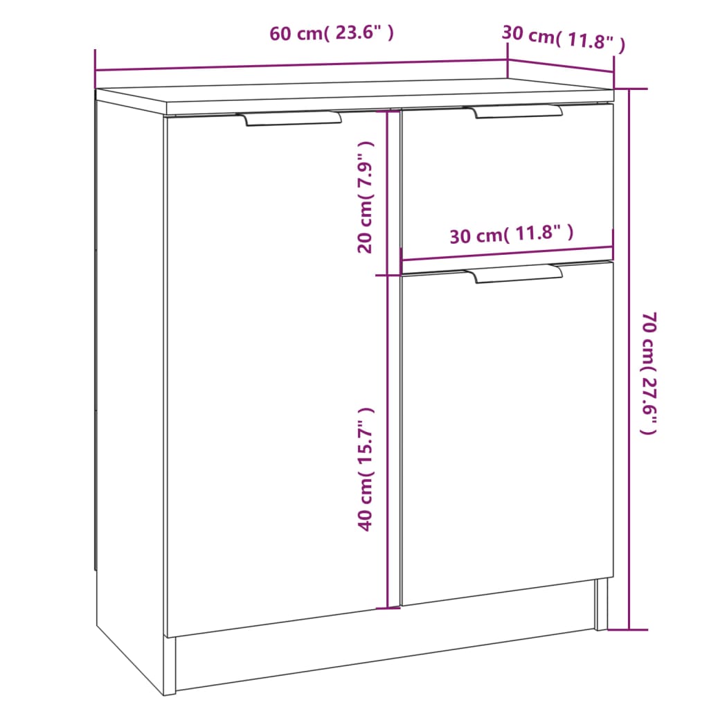 vidaXL Komoda bijela 60x30x70 cm od konstruiranog drva