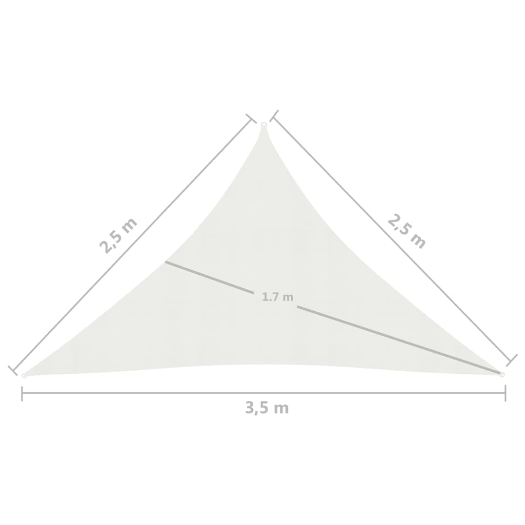 vidaXL Jedro za zaštitu od sunca 160 g/m² bijelo 2,5x2,5x3,5 m HDPE