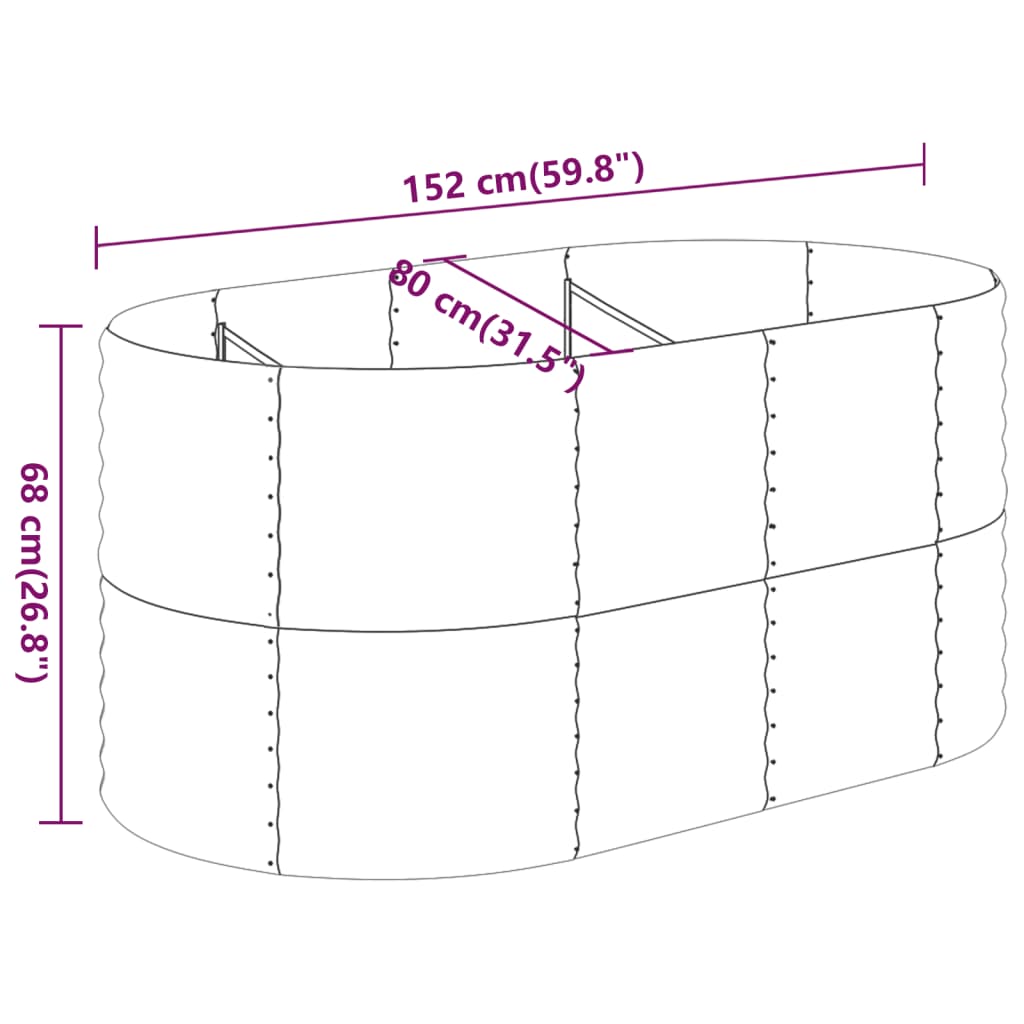 vidaXL Povišena vrtna gredica od čelika 152x80x68 cm zelena