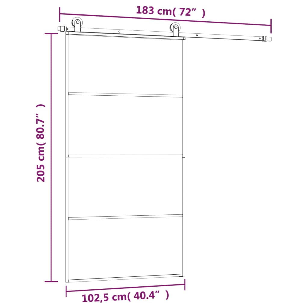 vidaXL Klizna vrata s priborom 102,5x205 cm od stakla ESG i aluminija