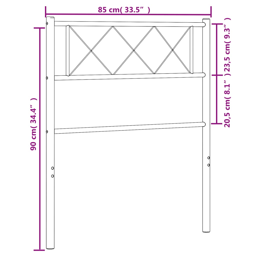 vidaXL Metalno uzglavlje crno 80 cm