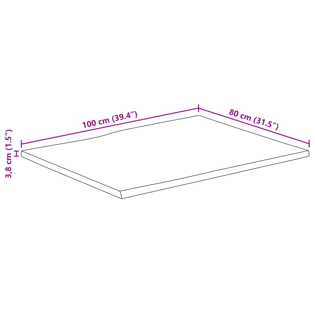 vidaXL Stolna ploča 100x80x3,8cm od masivnog drva manga sa živim rubom