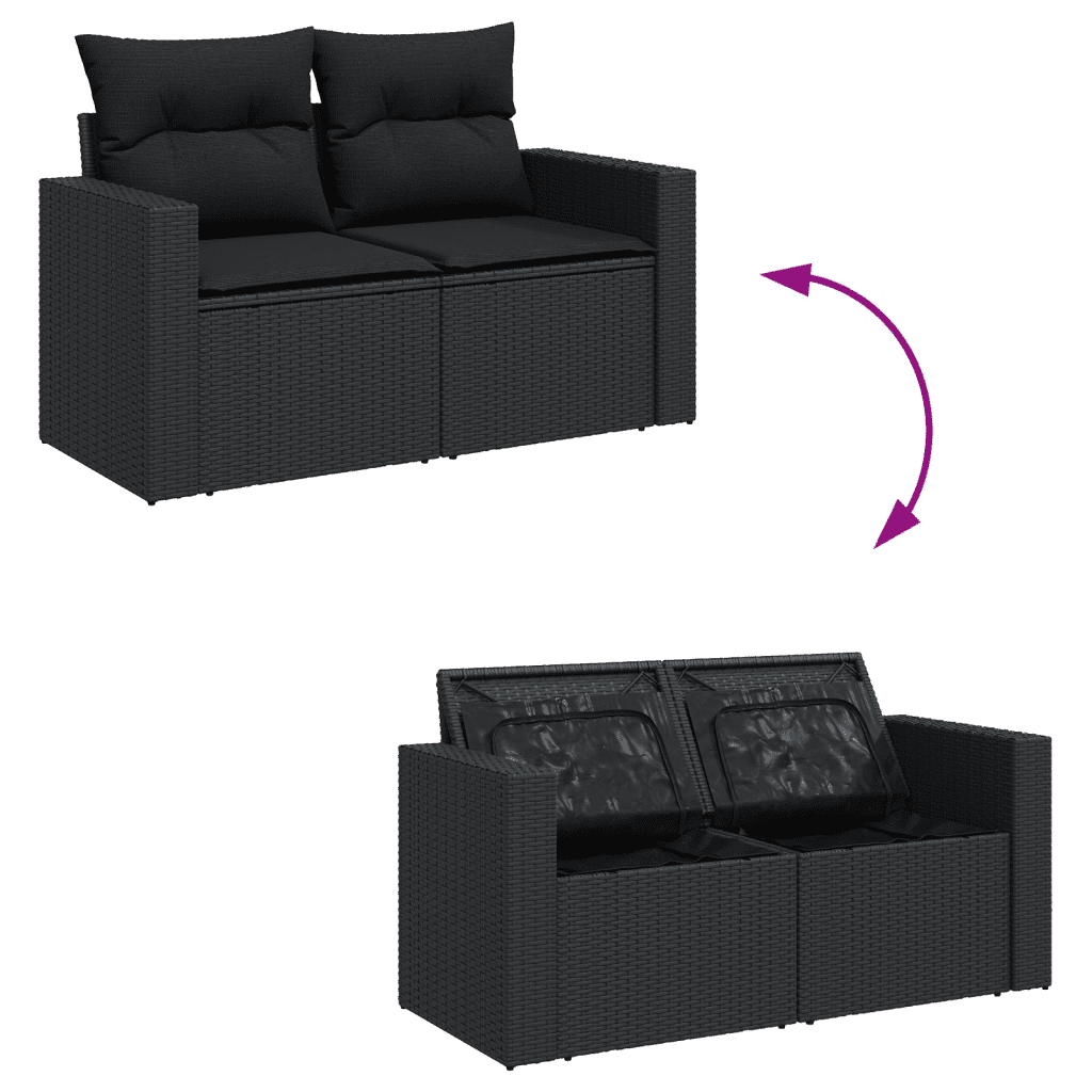 vidaXL 6-dijelni set vrtnih sofa s jastucima crni od poliratana